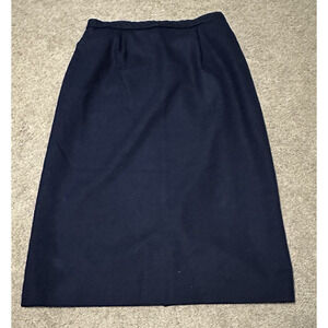 Pendleton Women 10 Skirt 100% Virgin Wool Midi A-line Pencil Navy Blue